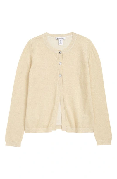 Nordstrom Kid's Everyday Cotton Cardigan In Gold Sparkle