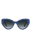 Kate Spade Paisleigh 55mm Gradient Cat Eye Sunglasses In Blue Pattern/ Grey Shaded