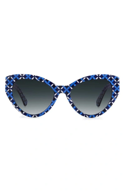 Kate Spade Paisleigh 55mm Gradient Cat Eye Sunglasses In Blue Pattern/ Grey Shaded