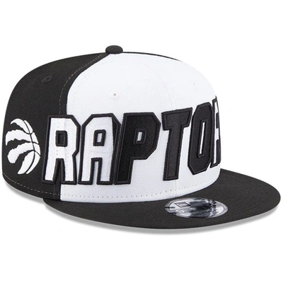 New Era Men's  White, Black Toronto Raptors Back Half 9fifty Snapback Hat In White,black