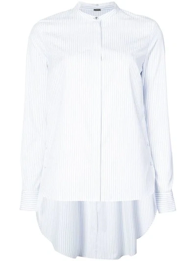 Adam Lippes High/low Stripe Cotton Poplin Shirt In Blue