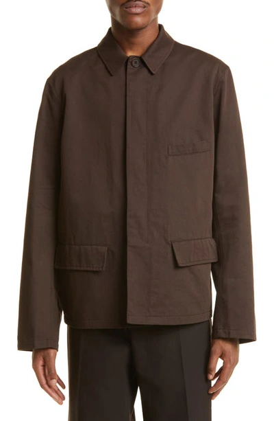 Lemaire Cotton And Linen Jacket In Brown