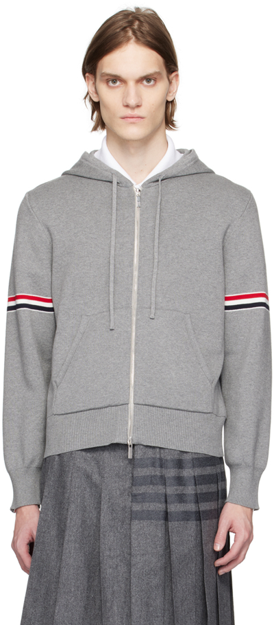 Thom Browne Cotton Knit Hoodie In Grey