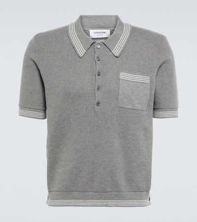 Thom Browne Cotton Polo Sweater In Grey