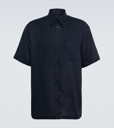 Dolce & Gabbana Linen Shirt In Blue