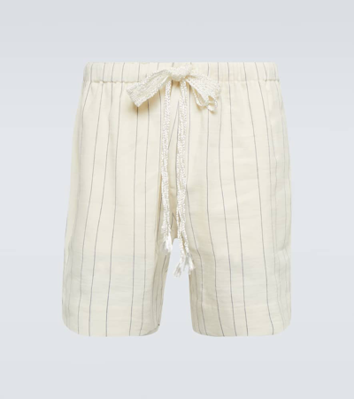 Wales Bonner Cassette Striped Linen And Cotton Shorts In Ivory