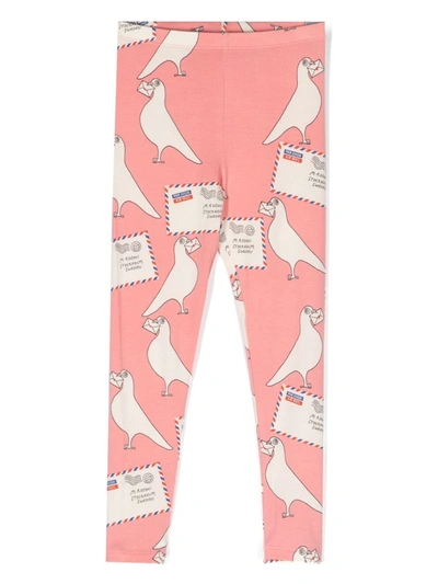 Mini Rodini Kids' Printed Cotton Leggings In Pink