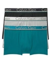 Calvin Klein Underwear Men's Comfort Microfiber Trunk 3 Pack In Black/gray/sea Green