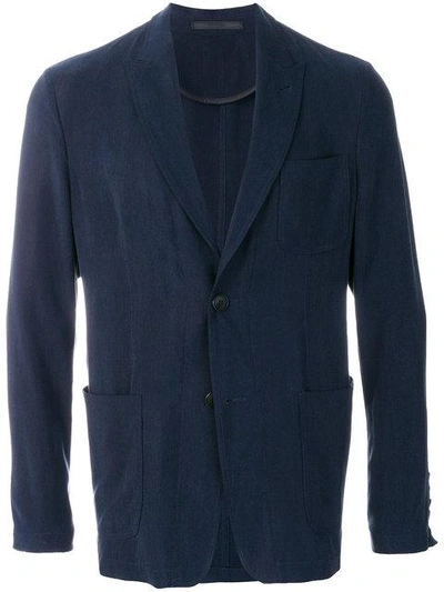 Giorgio Armani Long Sleeved Jersey Jacket - Blue