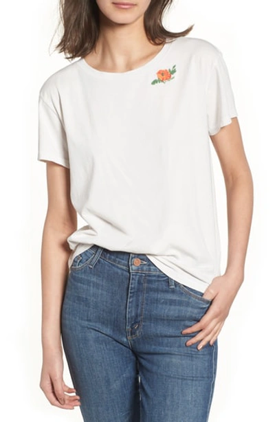 Mother Goodie Goodie Short-sleeve Boxy Cotton Tee W/ Embroidery In Dirty White