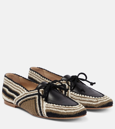 Gabriela Hearst Hays Leather-paneled Crocheted Loafers In Black Multi