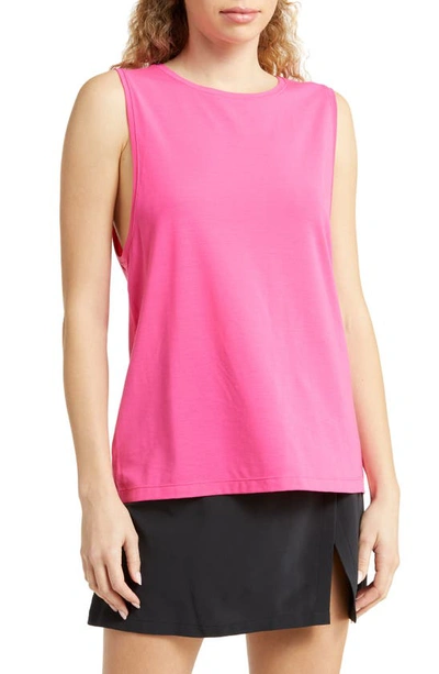 Zella Work For It Easy Tank Top In Pink Rouge