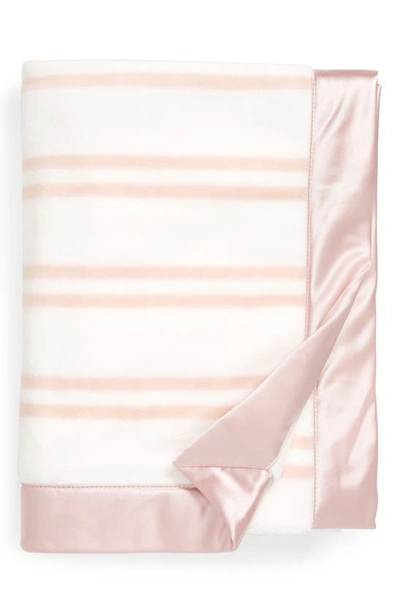 Nordstrom Baby Print Plush Blanket In Pink Lotus Double Stripe