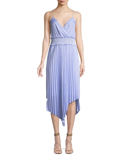 Saylor Kinsley Shirting Stripe Asymmetric Midi Dress In Blue/white