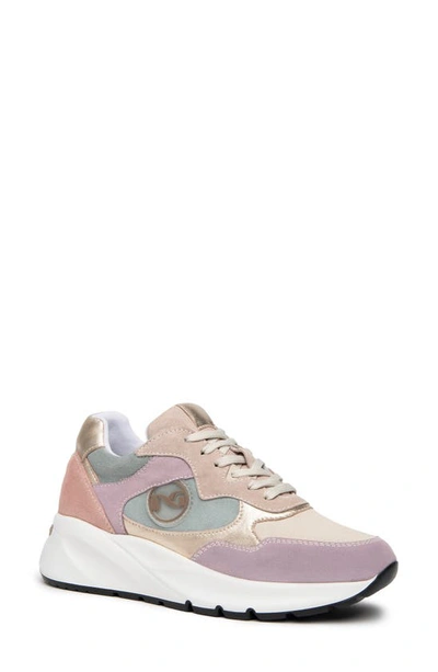 Nerogiardini Logo Colorblock Leather Flatform Sneakers In Pastel Multi