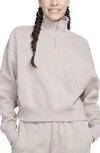 Nike Women's  Sportswear Phoenix Fleece Oversized 1/2-zip Crop Sweatshirt In Brown