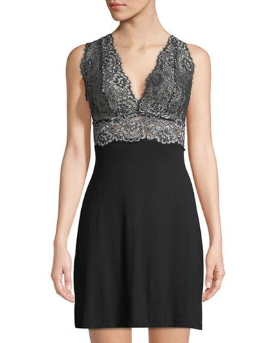 Cosabella Pret-a-porter Lace-trim Chemise In Black