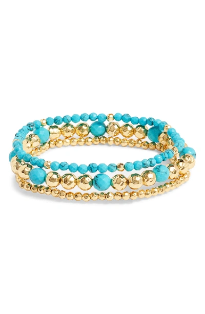 Gorjana Gypset Beaded Bracelets, Set Of 3 In Turquoise/ Gold