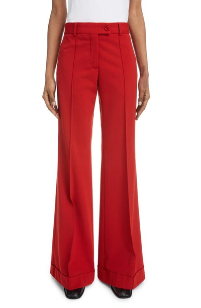 Acne Studios Pleated Twill Flared Pants In Red