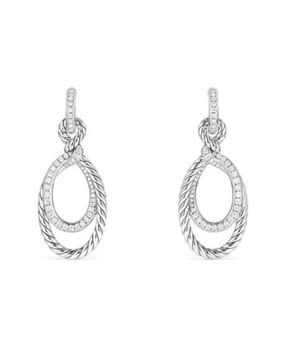 David Yurman Continuance Drop Earrings With Diamonds In White/silver