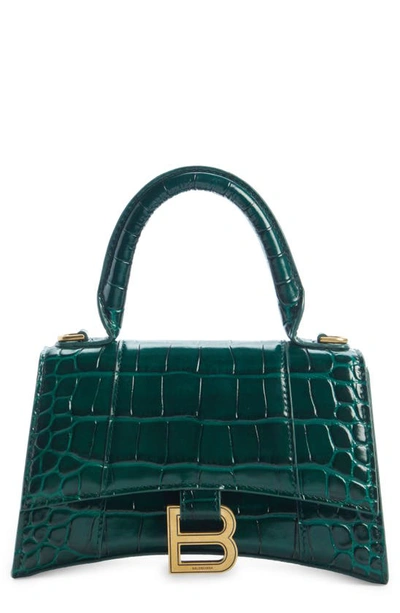 Balenciaga Hourglass Small Top Handle Bag In Forest Green