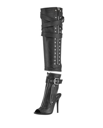 Giuseppe Zanotti Two-piece Leather Moto Boot In Black