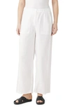 Eileen Fisher Straight-leg Cropped Linen Trousers In White