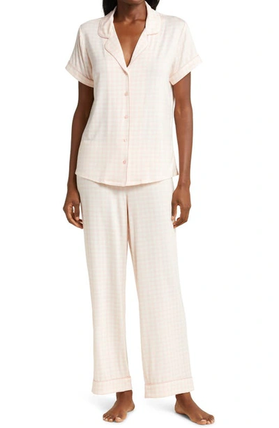Nordstrom Moonlight Eco Crop Pajamas In Pink Seashell Becca Gingham