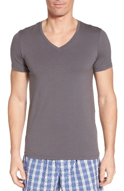 Hanro Cotton Superior V-neck T-shirt In Ebony