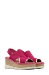 Sorel Joanie Iii Slingback Wedge Sandal In Fuchsia Fizz/ Chalk