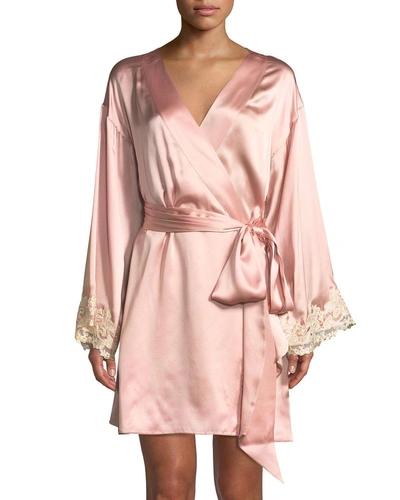 La Perla Maison Lace-trim Short Robe In Pink