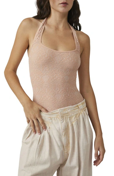 Free People With Love Halter Bodysuit In Bisque