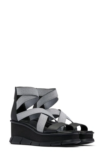 Sorel Joanie Iii Sport Strap Wedge Sandal In Black/ White