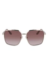 Victoria Beckham 59mm Rectangular Sunglasses In Gold/ Brown
