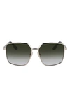 Victoria Beckham 59mm Rectangular Sunglasses In Gold/ Khaki