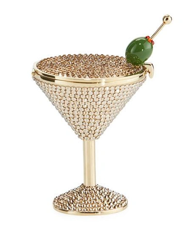 Judith Leiber Martini Crystal Pill Box In Champagne