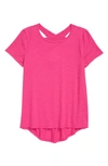 Zella Girl Kids' Crossback Cutout T-shirt In Pink Rouge