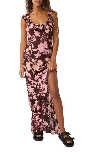 Free People Remind Me Floral Print Maxi Dress In Dark Chocolate Combo
