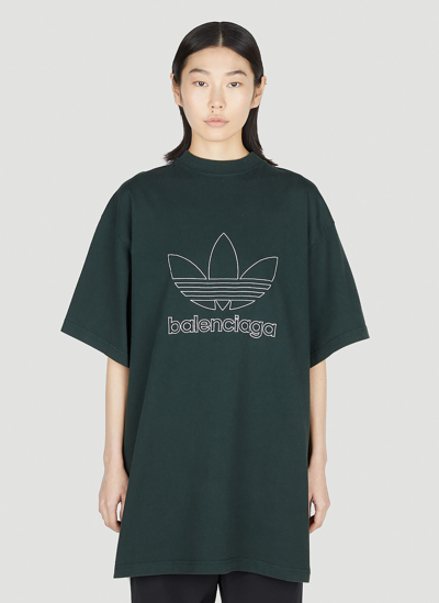 Adidas X Balenciaga Logo Oversized T-shirt In Green
