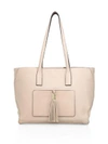 Milly Astor Large Pebble Leather Tote In Beige
