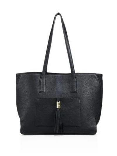 Milly Astor Large Pebble Leather Tote In Black