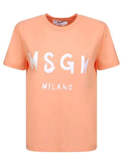 Msgm Logo Orange T-shirt