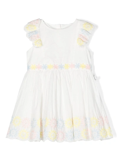 Stella Mccartney Babies' Embroidered Flowers-edges Dress In White
