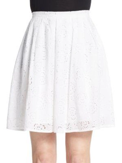 Christopher Kane Floral Eyelet Skirt In White