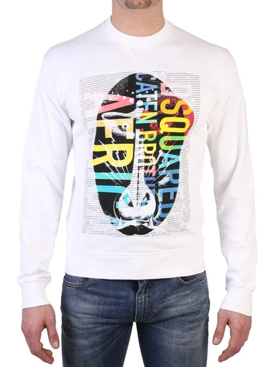 Dsquared2 White Front Printed Sweatshirt