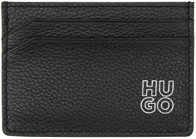 Hugo Logo-stamp Leather Cardholder In Black