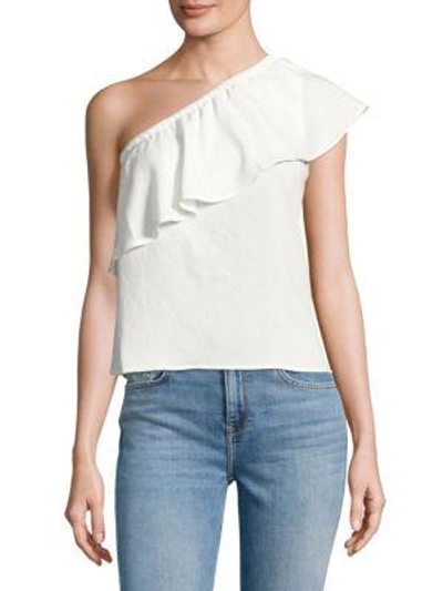 7 For All Mankind Ruffled One-shoulder Top In Soft White