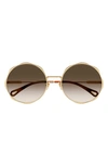 Chloé Rounded Sunglasses In Gold Gradient Brown