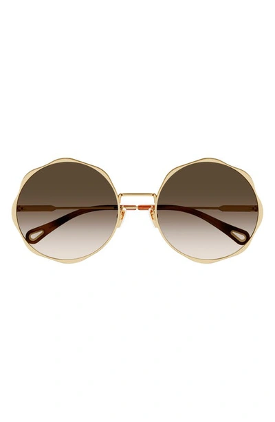 Chloé Rounded Sunglasses In Gold Gradient Brown