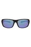 Hurley Beveled 59mm Polarized Sunglasses In Blue Matte Black